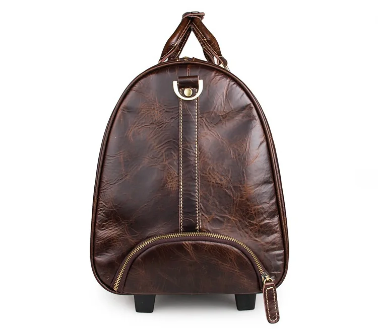 Мужская большая сумка на колесиках из натуральной кожи для путешествий воловьей