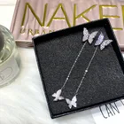 Висячие серьги в Корейском стиле с бабочкой, с длинными кисточками, стразы, висячие серьги для женщин, ювелирные украшения для вечеринок