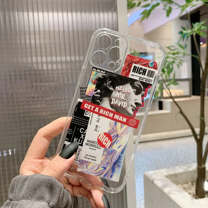 

Cute David Art Phone Case For iPhone 12 11 Pro Max X Xs Max Xr 7 8 Puls SE Soft silicone cover phone back fundas capa