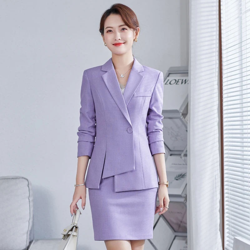 Korean autumn suit large size office women's business white-collar formal dress professional dress work dress red  Suit + skirt