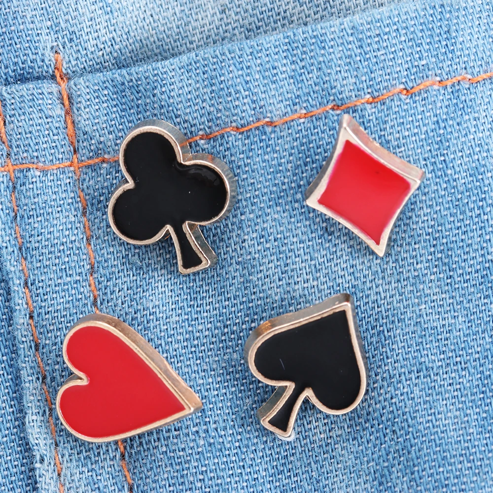 4pcs/set Popular Zinc Alloy Poker Broche Brooch Badges Small Cufflinks Pins and Brooches for Women Men Shirt Collar Access | Украшения и