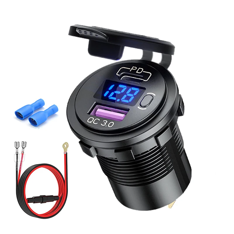 Автомобильная USB-розетка PD Type-C QC3.0 12 В/24 В автомобильное зарядное устройство
