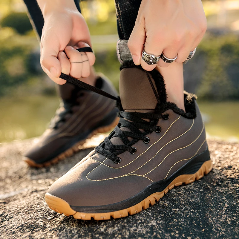 Men Winter Snow Boots Hiking Shoes Sneakers Super Warm Men's Boots Outdoor Male Hiking Boots Trekking Couple Shoes Plus Size