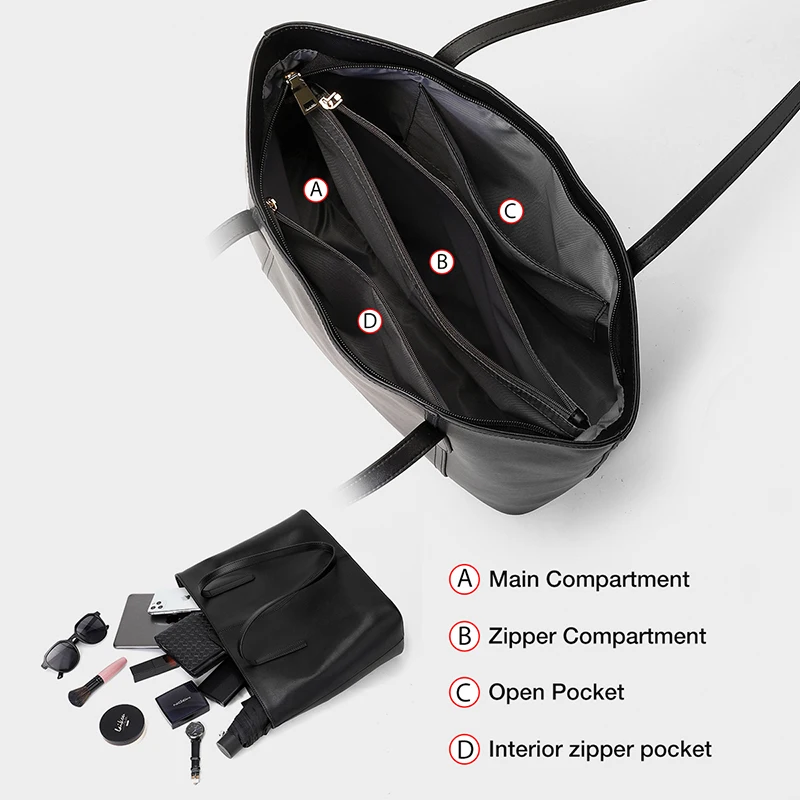 foxer womens handbags split leather commute casual totes large capacity office lady shoulder bags female top handle purse free global shipping