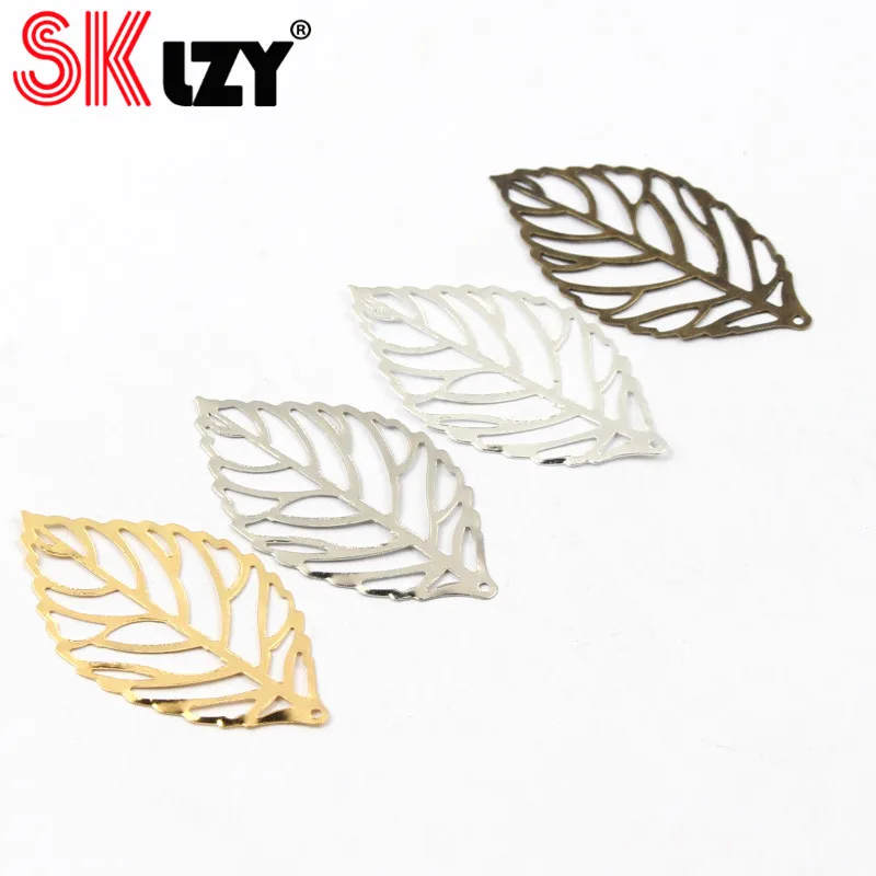 50 шт. Золотые листья филигранные обертки металлические подвески для женских