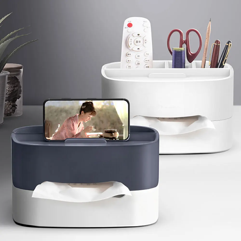 Multifunction Paper Towel Holder Container Napkin Storage Case Tissue Box Cover Desktop Sundries Organizer Mobile Phone Bracket | Дом и сад