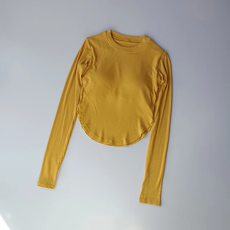 

Yoga Shirts With Chest Pad Long Sleeve Women Fitness Crop Top Workout Tops Running T-shirts Blouse Bra Gym Clothing Sportswear