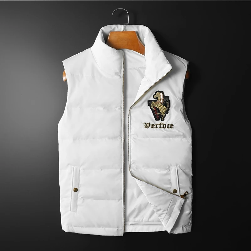 White duck down vest winter solid color new trend cool men's down vest men's printed down vest coat high quality good goods