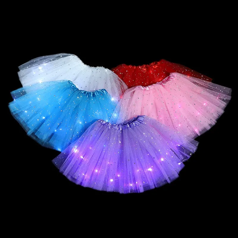Falda luminosa de tutú para niña, disfraz de minifalda de Ballet con guirnalda de flores, ropa Led de neón, varitas de regalo para fiesta de cumpleaños y boda