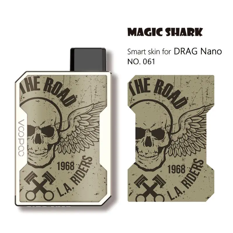 Магическая Акула мода мотоцикл армейский лист сотовый Череп ПВХ Vape Pod чехол наклейка кожи пленка для Voopoo Drag Nano - Цвет: 061