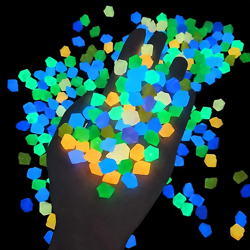 

300pcs 14mm Glow In The Dark Pebbles Multicolor Glowing Resin Mini Rocks For Home Garden Supplies Yard Aquarium Decor Stones
