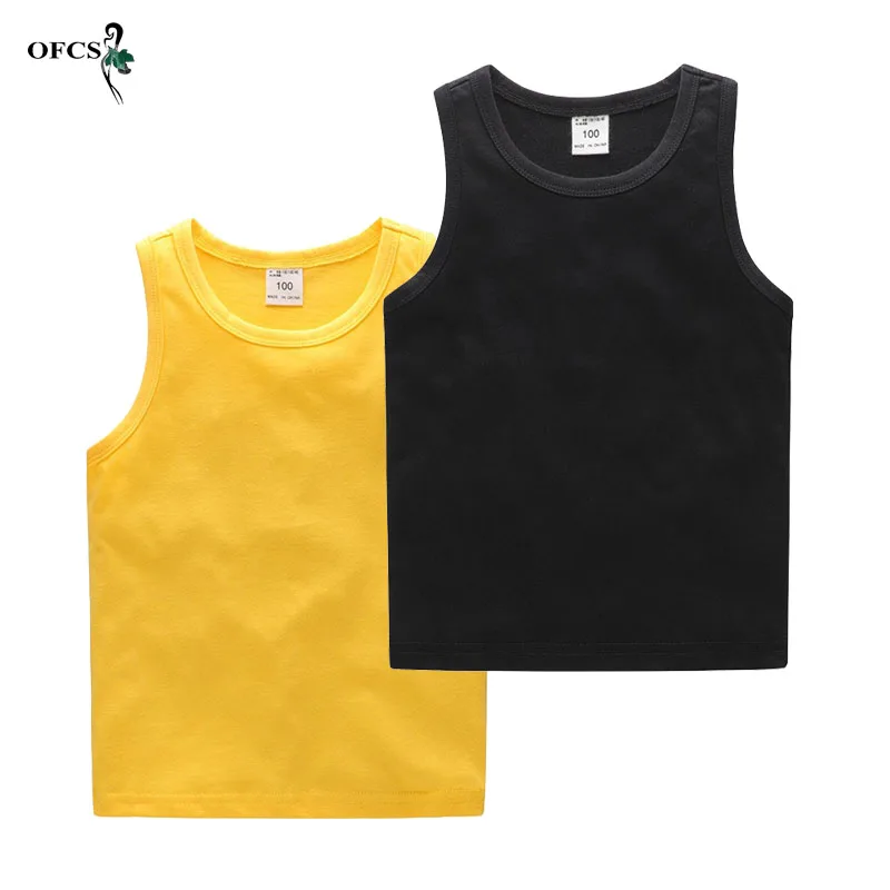 

2-12Y Unisex Vest T-shirt Children's Clothes Toddler Boys Solid Outfits Kids 2 Pieces Combination Summer Cotton Vest Tees 2Pcs