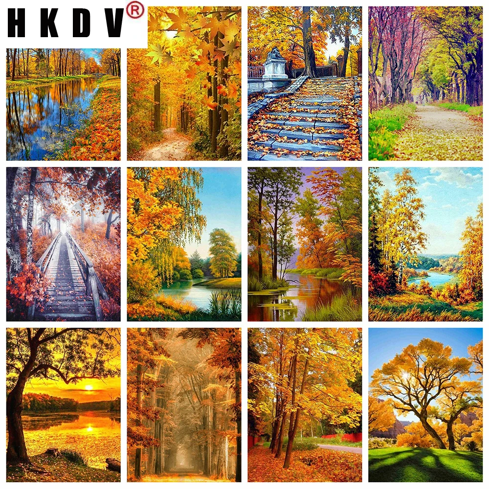 

Набор для алмазной живописи HKDV, вышивка крестиком 5D «сделай сам», вышивка крестиком, Осенний пейзаж, поделки, подарок, домашний декор