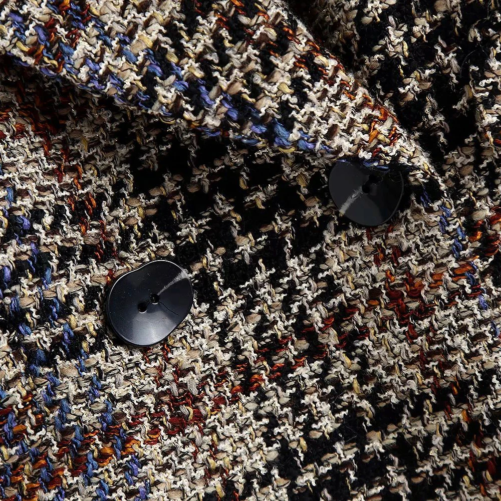 

2020 New Fall Winter Women Blazer Contrast Check Long Sleeves Coat Fashion Casual Chic Warm Thicken Blazer femme veste