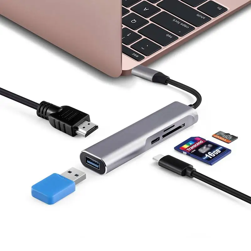 USB C конвертер Алюминиевый концентратор типа к HDMI USB3.0 сплиттер адаптер TF Micro SD кард