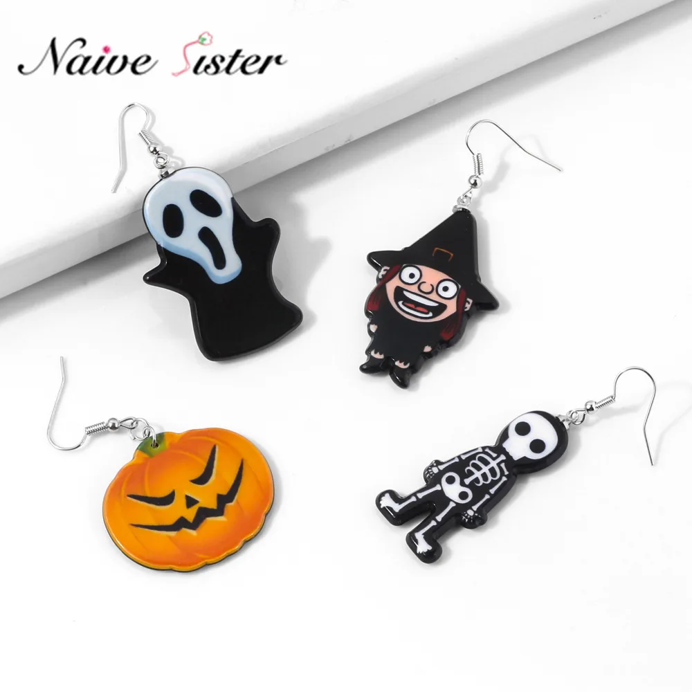 Подарок на Хэллоуин для девочек серьги в виде тыквы скелет череп привидение
