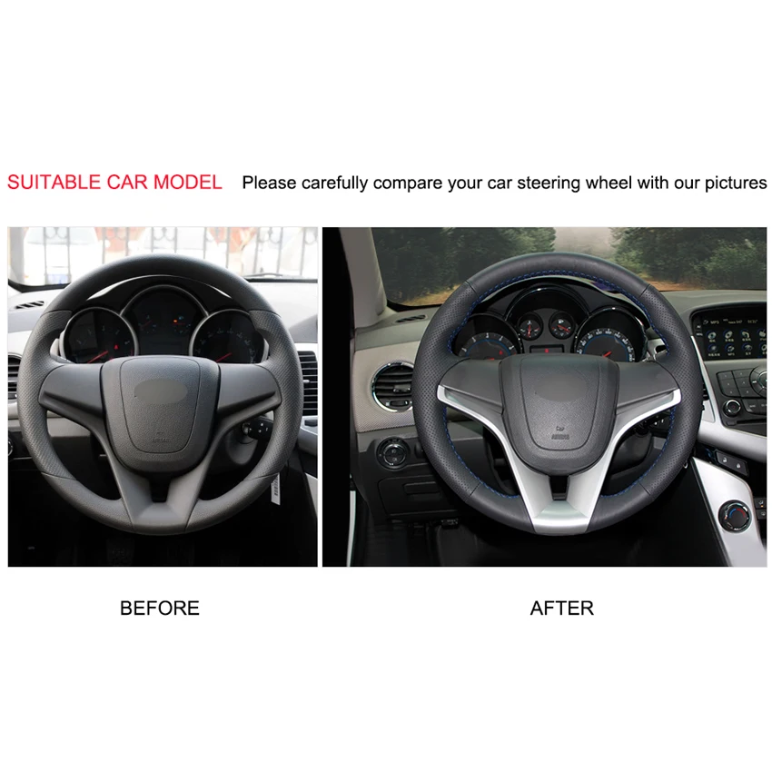 Handsewing Black PU Artificial Leather Steering Wheel Covers for Chevrolet Cruze 2009-2014 Aveo Orlando Holden Ravon R4 | Автомобили и
