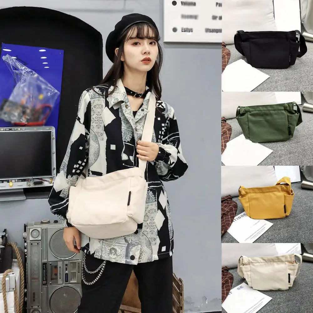 Сумка мессенджер холщовая унисекс многофункциональная простая повседневная