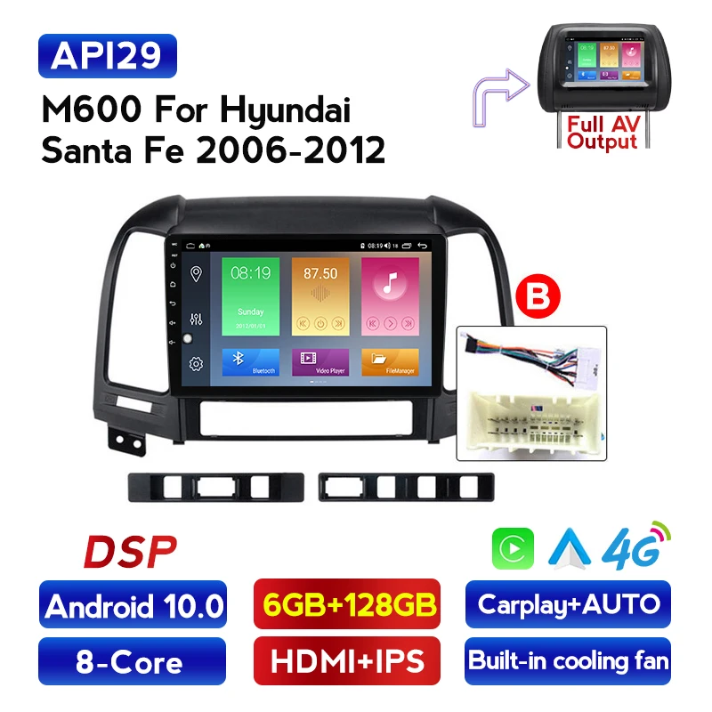 

4G lte Android 10,0 Автомобильная головная панель gps-навигация, радио, стерео Player для Hyundai Santa Fe 2 2006 2007 2008 2009 2010 2011 2012
