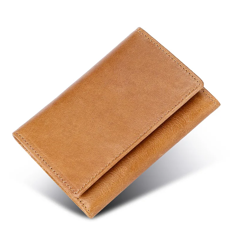 brown Маленькая Модная брендовая сумка из воловьей кожи RFID для карт, кошелек для женщин, для женщин, клатч, мужской женский кошелек-зажим для денег, кошелек - Цвет: brown