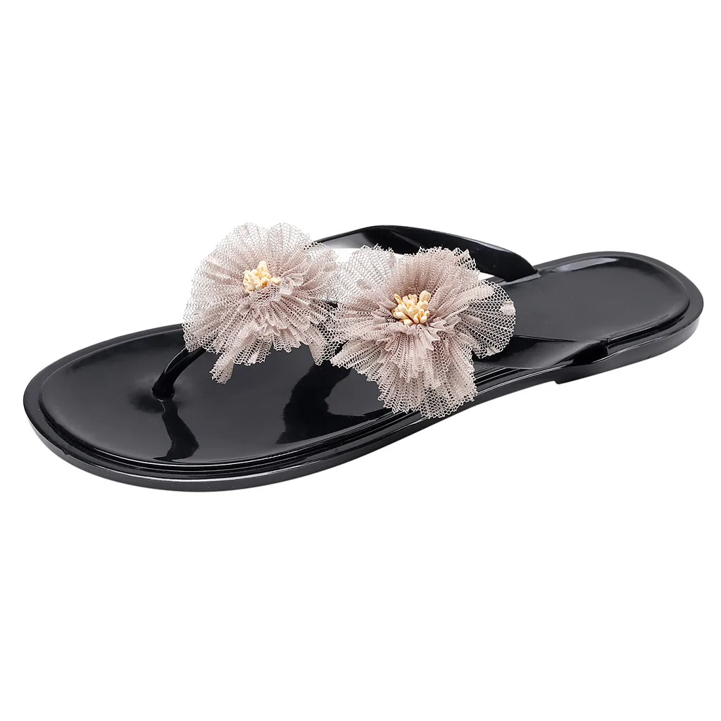Женские шлепанцы Сезон лето Вьетнамки с цветочным узором Женская повседневная