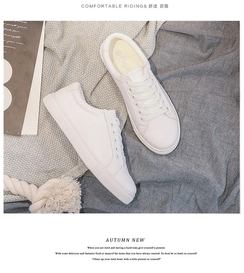 

Fashion Shoes Women's Vulcanize Shoes Spring Casual Classic Solid Color PU Leather Shoes Women Casual White Shoes Sneakers M86