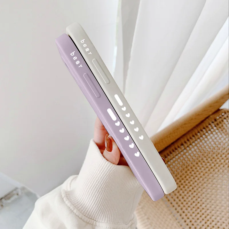 For Xiaomi Redmi Note 10 10S 9T 9 8 7 Pro Max Redmi 9 9A 9T K40 K30 K20 Pro Case Jane Bear Square Liquid Slicone Phone Cover