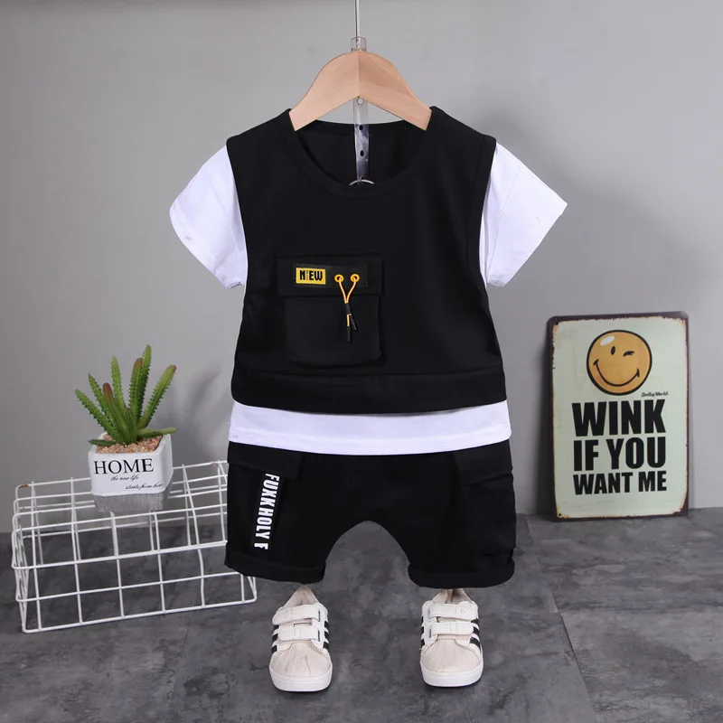 

2021 New Summer Children Girls Fashion Clothing Baby Boys Cotton T Shirt Shorts 2Pcs/sets Clothes Toddler Casual Tracksuit