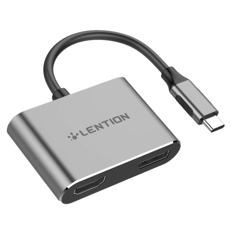 

LENTION C52S USB C to HDMI-Compatible & Display Port Adapter 4K/30Hz Max Output Monitors Display Port Adapter for Offlice Home