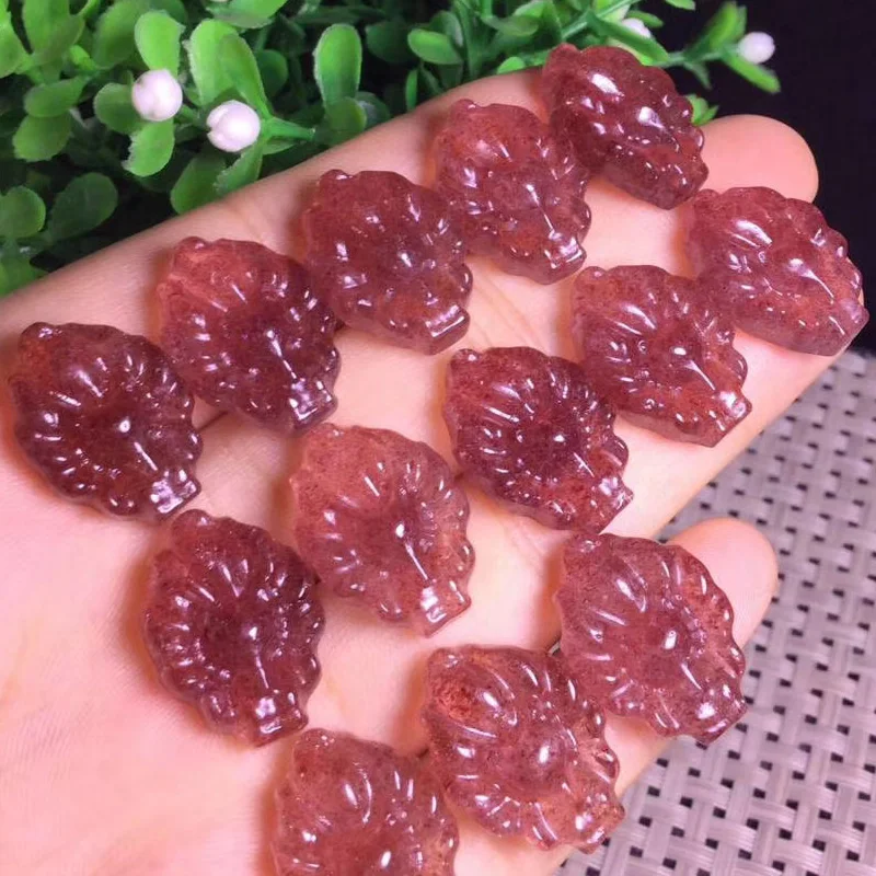 Натуральный красивый клубничный Кристалл Камень ручной работы милый с девятью