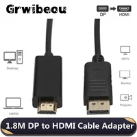 Адаптер HDMI для порта дисплея 1,8 м/6 футов, конвертер порта дисплея 1080P для ПК, ноутбука, проектора, Кабель DP-HDMI, кабель HDMI для порта дисплея