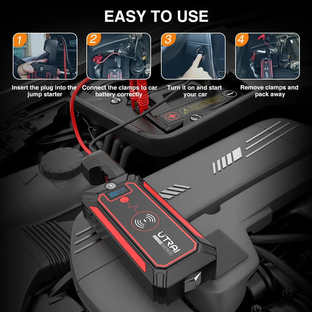 utrai jstar 4 2500a car jump starter power bank 24000mah portable power station for 12v car emergency booster starting device free global shipping
