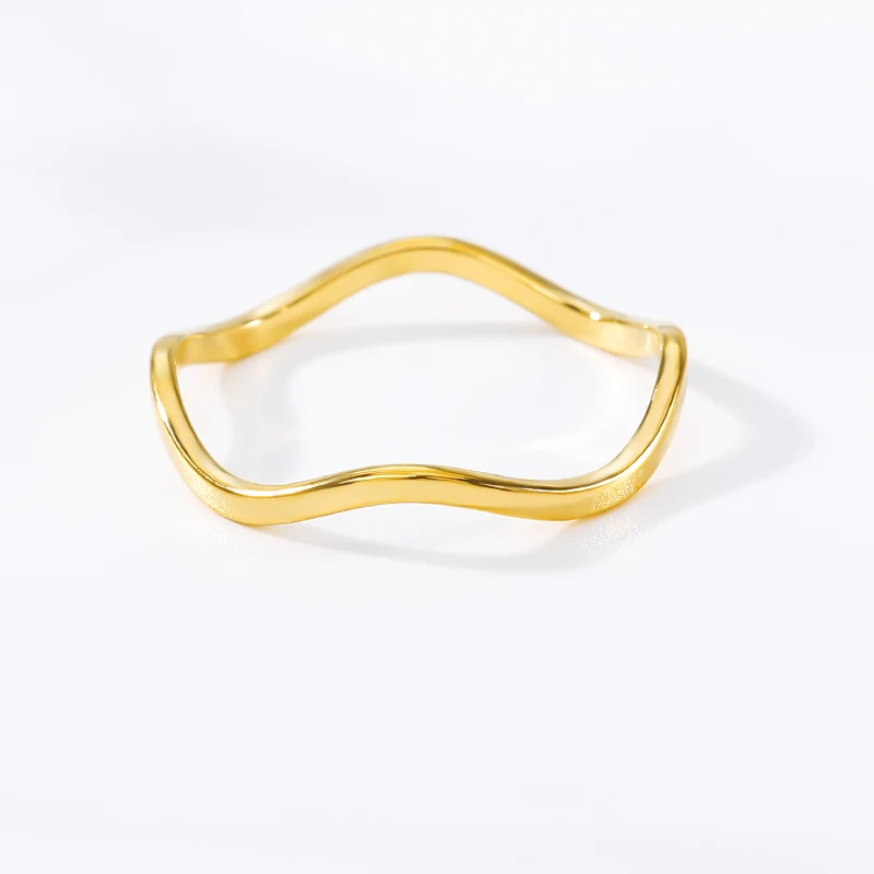 Модное простое изогнутое волнистое кольцо из нержавеющей стали тонкое