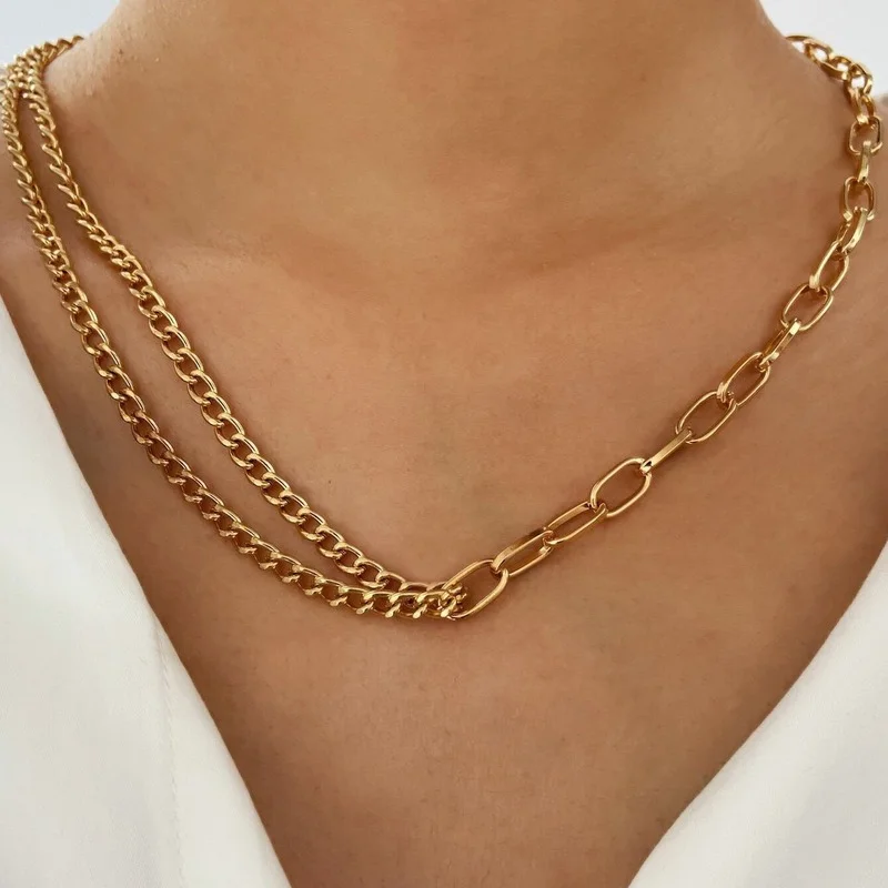 

European and American Personality Exaggerated Chain Necklace Creative Niche Hip-hop Style Necklace Punk Metallic Clavicle Chain