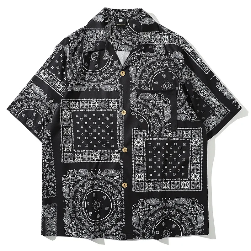 

Men's Jackets Men's Hawaiian Holiday Style Short-sleeved Plant Print Shirts Men's Shirt Tops Design Shirts Brand Shirts