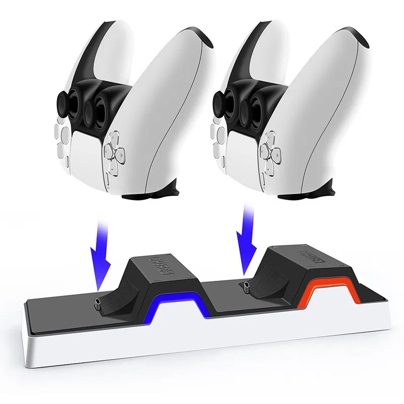 

Game Controller Dual Charger Station for PS5 Wireless Gamepad Joystick Power Dock Controllers