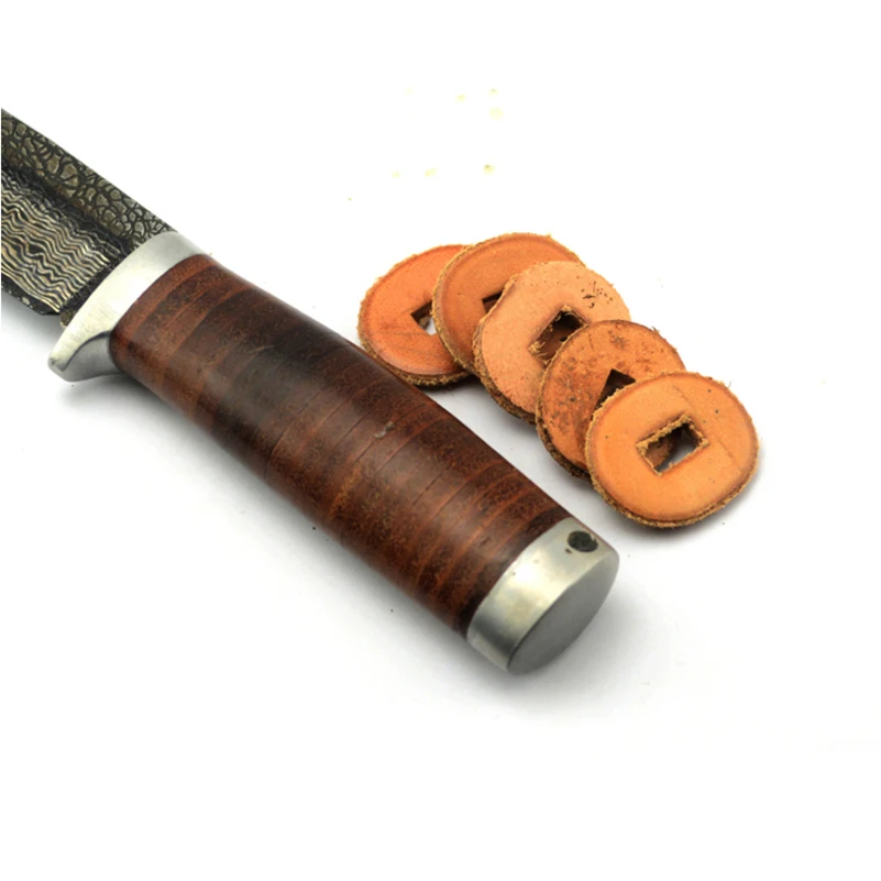 

12pcs DIY Knife Accessories Leather Ring Cowhide Handle Patch Material Cowskin Round Handle Grip Scales Make KA-BAR Sabre KABAR
