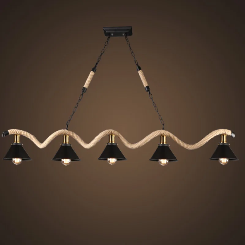 Барная стойка люстра пеньковая веревка горячий горшок магазин ресторан бар