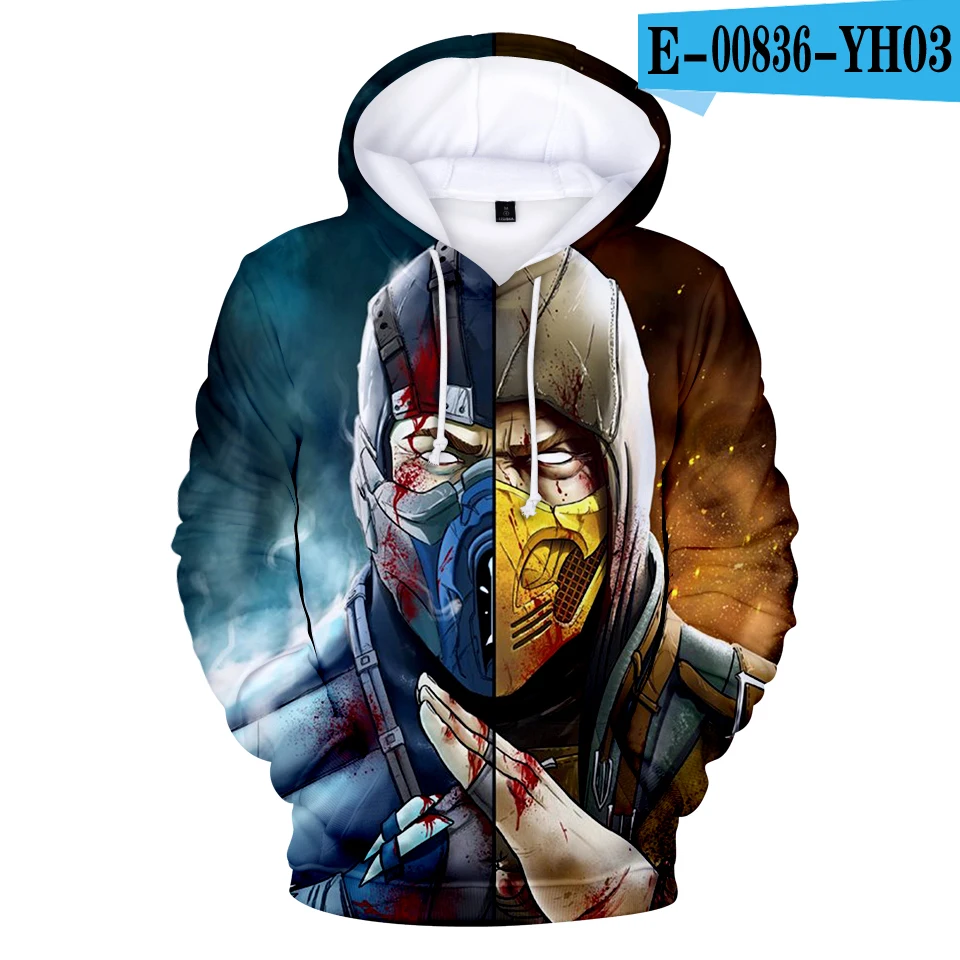 3D Mortal Kombat костюм 11 толстовки с длинным рукавом Толстовка для игры Косплей kpop мужская Толстовка Осень Зима Топы боевые толстовки - Цвет: Небесно-голубой