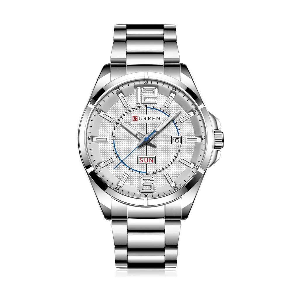 

CURRNE/8271 men's business steel belt double calendar water trend quartz watch