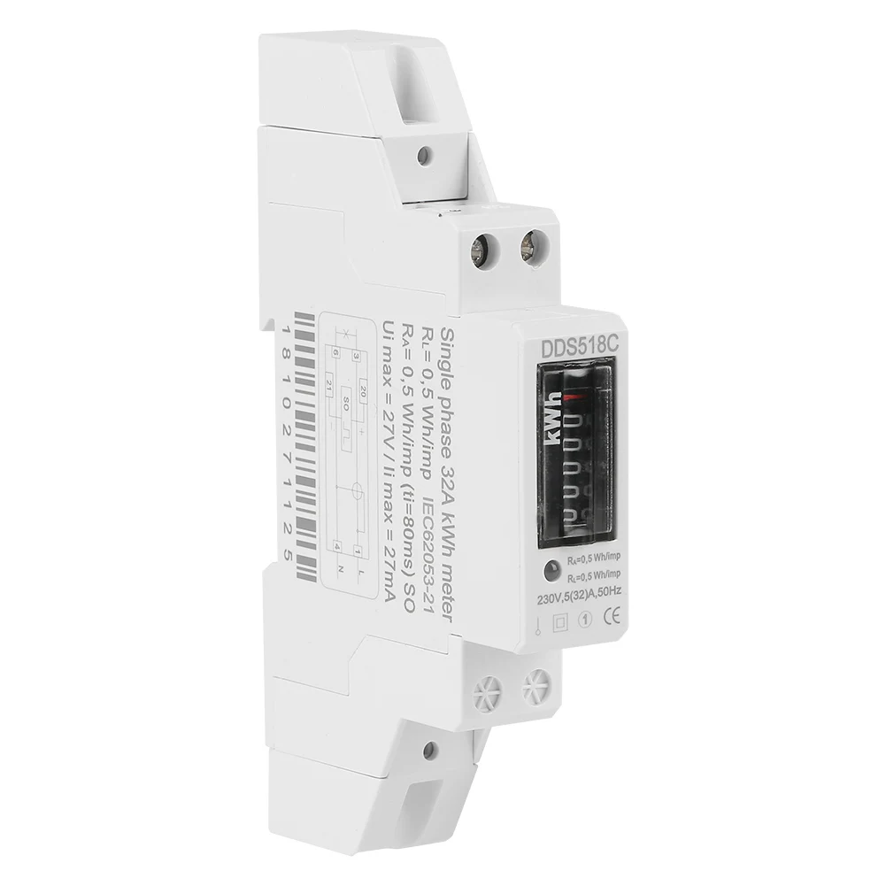 DDS518C цифровой ЖК дисплей счетчик энергии 220V однофазный din рейку кВт ч
