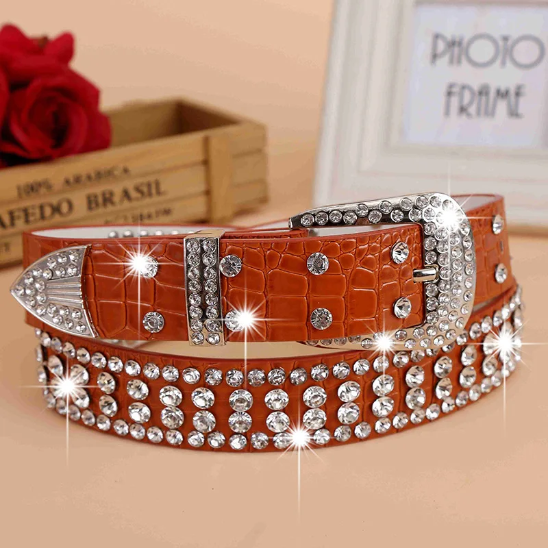 Женские леопардовые ремни в Корейском стиле Стразы с широкой пряжкой из сплава