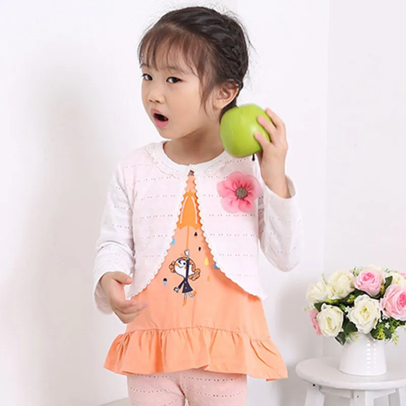 Children's Clothes Autumn Coat for Baby Girl Solid Color Casual Concise Sweet Cute Flower Decor Jackets 0-5T Baby Girl Clothes