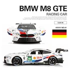 Масштаб 1:32, литая металлическая Игрушечная модель BMW-M8 M4 M6, GTE, Le Mans, Гоночная машина со звуком светильник, обучающая коллекция, подарок для мальчика