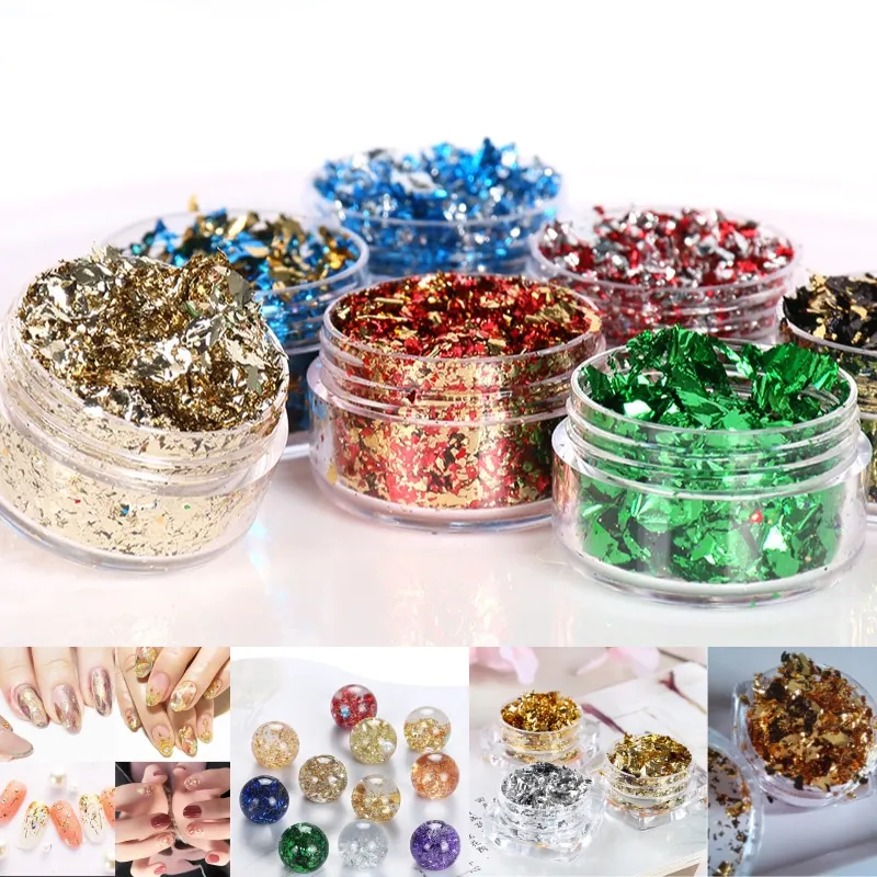 

Multicolor boxed DIY Craft Handmade Crystal Filler Resin Epoxy Imitation Colorful Powder Broken Gold Foil Jewelry Accessories