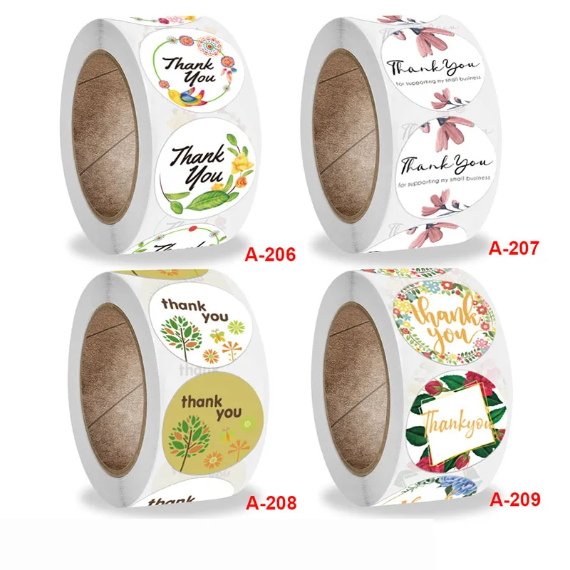 

500 Sheets/roll Explosion Style Roll Thank You Flower Crafts Personalized Decorative Stickers Stationery Stickers Sealing Labels