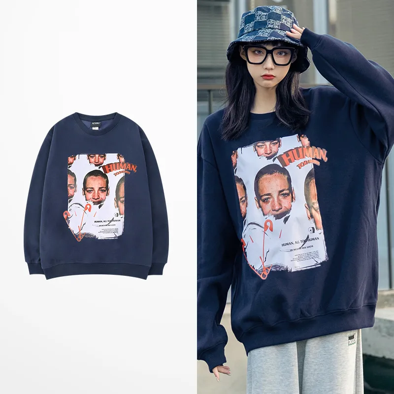 

Fashion High Street Winter Fleece Hoodies Hip Hop Tide Brand Vintage Skateboard Funny Men Print Mens Hoodies And Sweatshirts