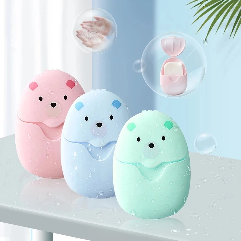 

50Pcs Disposable Soap Paper Portable Cute Boxed Paper Soap Mini High Quality Scented Soap Slice Outdoor Travel Supplies