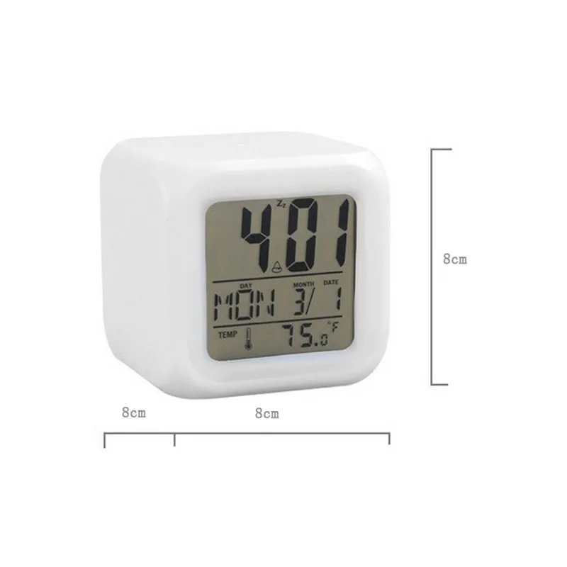 Home Desk Cube Alarm Clock LED Digital 7 Color Changing Light Night Glowing Kids Children Gift | Дом и сад