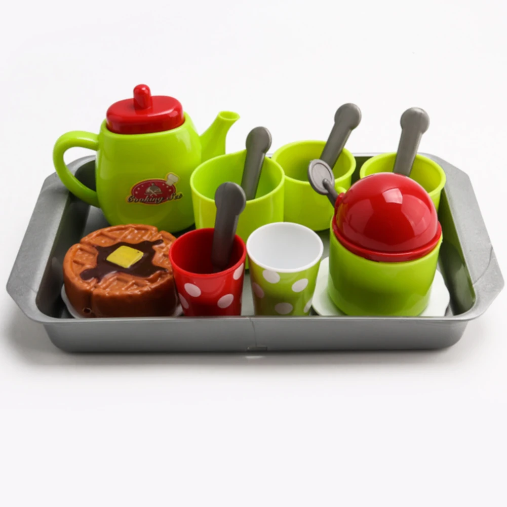 

15pcs/set Tea Set Kitchen Toys Free Play Skills Development Birthday Gift Plastic Tableware For Children Pretend Random Color